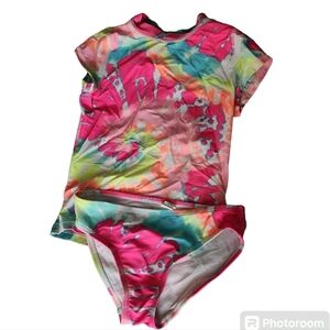 The Children's Place Girls' Tie-Dye Rash Guard Swim Set - Size 5/6